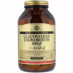 Глюкозамін, хондроїтин, метілсульфонілметан з Естер-C, Glucosamine Chondroitin MSM With Ester-C Solgar, 180 таблеток