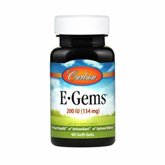 Вітамін Е, E-Gems Natural Vitamin E, Carlson Labs, 200 МО, 90 гелевих капсу