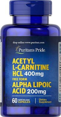 Жироспалювач Acetyl L-Carnitine Free Form 400 mg with Alpha Lipoic Acid 200 mg - 60 кап