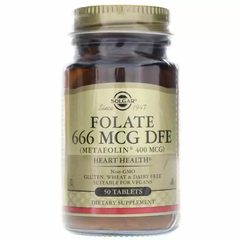 Фолат, Folate (As Metafolin), Solgar, фолиевая кислота в форме метафолина, 666 мкг (400 мкг), 50 таблеток