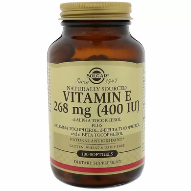 Вітамін Е, Vitamin E, Solgar, 400 МО, 100 капсул