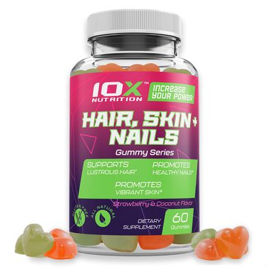 Вітаміни для волосся, шкіри та нігтів, Hair, Skin and Nails, 10X Nutrition USA, 5000 мкг, 60 жувальних цукерок