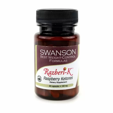 Малинові кетони, Razberi-K, Swanson, 100 мг, 60 капсул