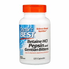 Бетаин гидрохлорид + пепсин, Betaine HCL Pepsin, Doctor's Best, 120 капс.