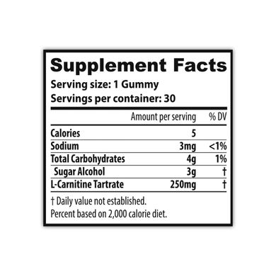 L-карнитин, жиросжигатель, 10X Nutrition USA, 30 жевательных конфет