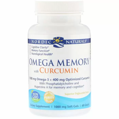 Омега с куркумином для памяти (Omega Memory), Nordic Naturals, 1000 мг, 60 капсул