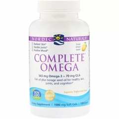 Омега 3 6 9 (лимон), Complete Omega, Nordic Naturals, 1000 мг, 120 капсул