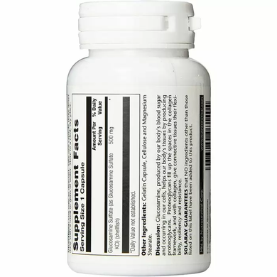 Глюкозамін сульфат, Glucosamine Sulfate, Solaray, 500 мг, 60 капсул