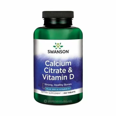 Кальцій цитрат і вітамін Д, Calcium Citrate & Vitamin D, Swanson, 250 таблеток