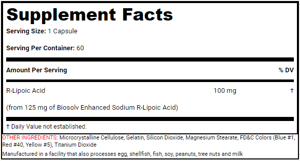 R-Альфа-ліполієва кислота, SAN Nutrition Na-R-ALA 125 мг – 60 капсул