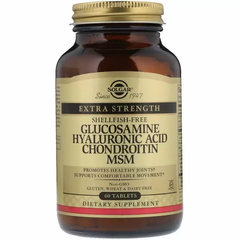 Глюкозамин, гиалуроновая кислота, хондроитин, МСМ, Glucosamine Hyaluronic Acid Chondroitin, Solgar, 60 таблеток