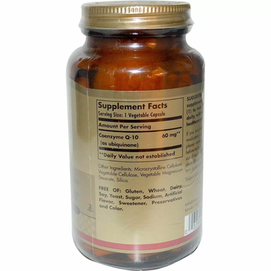 Коэнзим Q10 вегетарианский, CoQ-10, Solgar, 60 мг, 180 капсул