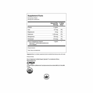 Спіруліна органічна, Certified Organic Spirulina, Swanson, 500 мг, 180 таблеток
