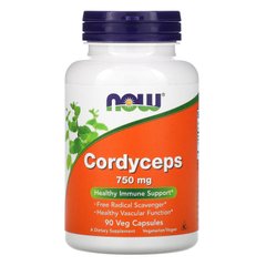 Гриби кордіцепс (Cordyceps), Now Foods, 750 мг, 90 капсул.