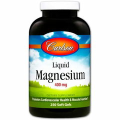 Магній оксид, Liquid Magnesium, Carlson Labs, рідкий, 400 мг, 250 капсул