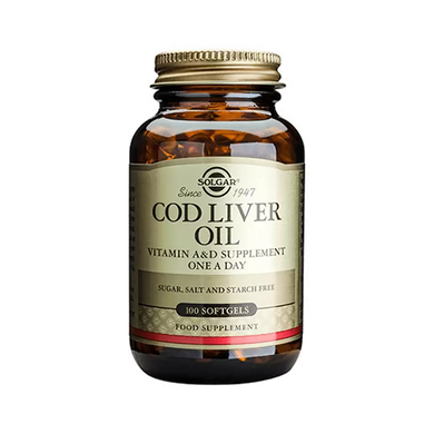 Витамин А и Д из печени норвежской трески, Vitamin А and D Cod Liver Oil, Solgar, 100 капсул