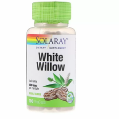 Белая ива, White Willow Bark, Solaray, 400 мг, 100 капсул
