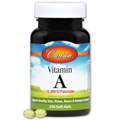 Витамин А, Vitamin A, Carlson Labs, 15000 МЕ, 240 гелевых капсул