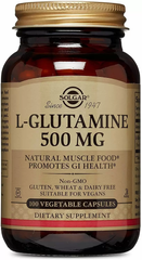 L- глютамин, L-Glutamine, Solgar, 500 мг, 100 вегетарианских капсул