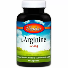 Аргінін, L-Arginine, Carlson Labs, 675 мг, 90 капсул.