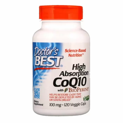 Коензим Q10, CoQ10 with BioPerine, Doctor's Best, біоперін, 100 мг, 120 капсул