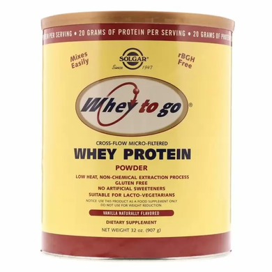 Сывороточный протеин, ваниль, Whey Protein, Solgar, порошок, 907 г
