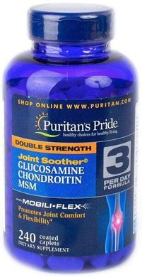 Double Strength Glucosamine, Chondroitin & MSM Joint Soother®- 240 каплет