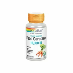 Бета-каротин, Food Carotene, Solaray, харчової, 10,000 МО, 30 капсул