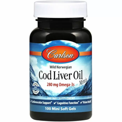 Норвезький риб'ячий жир, Cod Liver Oil, Carlson Labs, 100 міні гелевих капсул