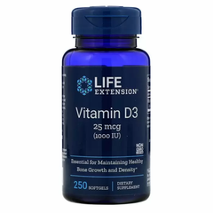Витамин Д-3, Vitamin D3, Life Extension, 1000 МЕ, 250 капсул