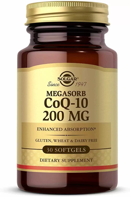 Коензим Q10, Megasorb CoQ-10, Solgar, 200 мг, 30 гелевих капсул