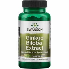 Гінкго білоба, Ginkgo Biloba Extract, Swanson, 60 мг, стандартизований екстракт, 120 капсул