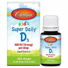 Витамин Д3, Kid's Super Daily D3, Carlson Labs, для детей, 400 МЕ, 10,3 мл