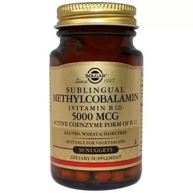 Вітамін В12, Methylcobalamin Vitamin B12, Solgar, 5000 мкг, 30 таблеток