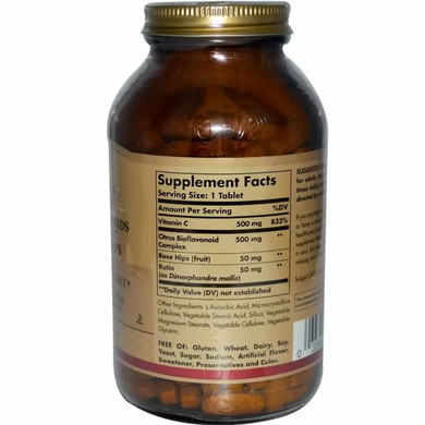 Біофлавоноїди, вітамін С, рутин і шипшина, Citrus Bioflavonoids, Solgar, 250 таблеток