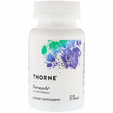 Строительная формула крови, Ferrasorb, Iron with Cofactors, Thorne Research, 60 капсул