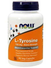 Аминокислота L-Tyrosine 750 мг, Extra Strength - 90 веган кап