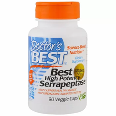 Серрапептаза, Serrapeptase, Doctor's Best, 120,000 SPUs, 90 капсул