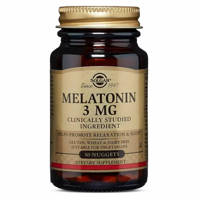 Мелатонин, Melatonin, Solgar, 3 мг, 60 таблеток