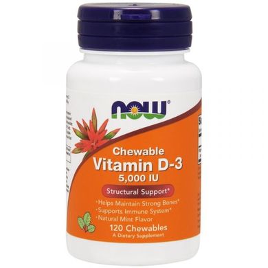 Жувальний Вітамін Д3, Chewable Vitamin D-3, Now Foods, 5000 МЕ, 120 цукерок