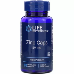 Цинка цитрат , Zinc Caps, Life Extension, высокоэффективный, 50 мг, 90 капсул